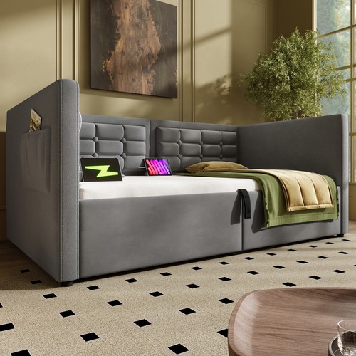 Daybed velvet upholstered bed - daybed,